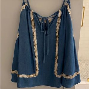 Blue embroidered cami / tank
